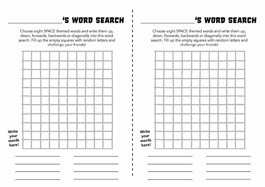 word search template discovery diaries